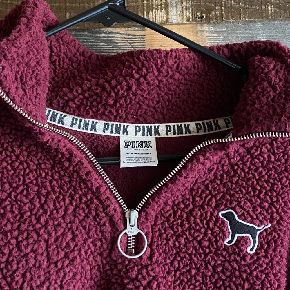 VS PINK maroon sherpa sweatshirt - Picture 3 of 5